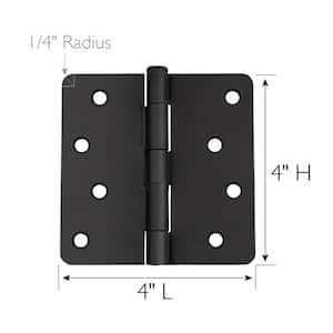 4 in. x 1/4 in. Radius Matte Black Door Hinge Value Pack (3 per Pack)