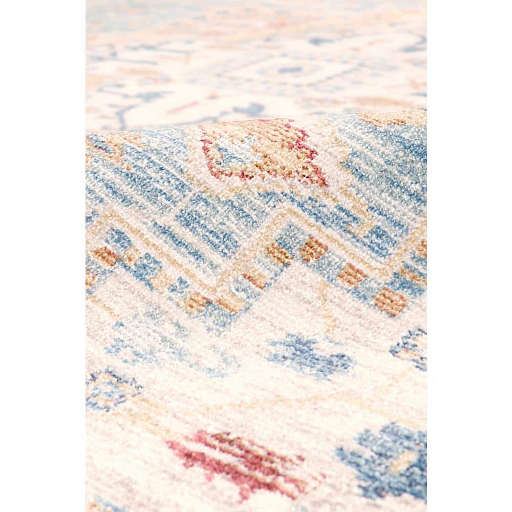 Heritage Light Blue and Ivory Rectangular Synthetic Area Rug