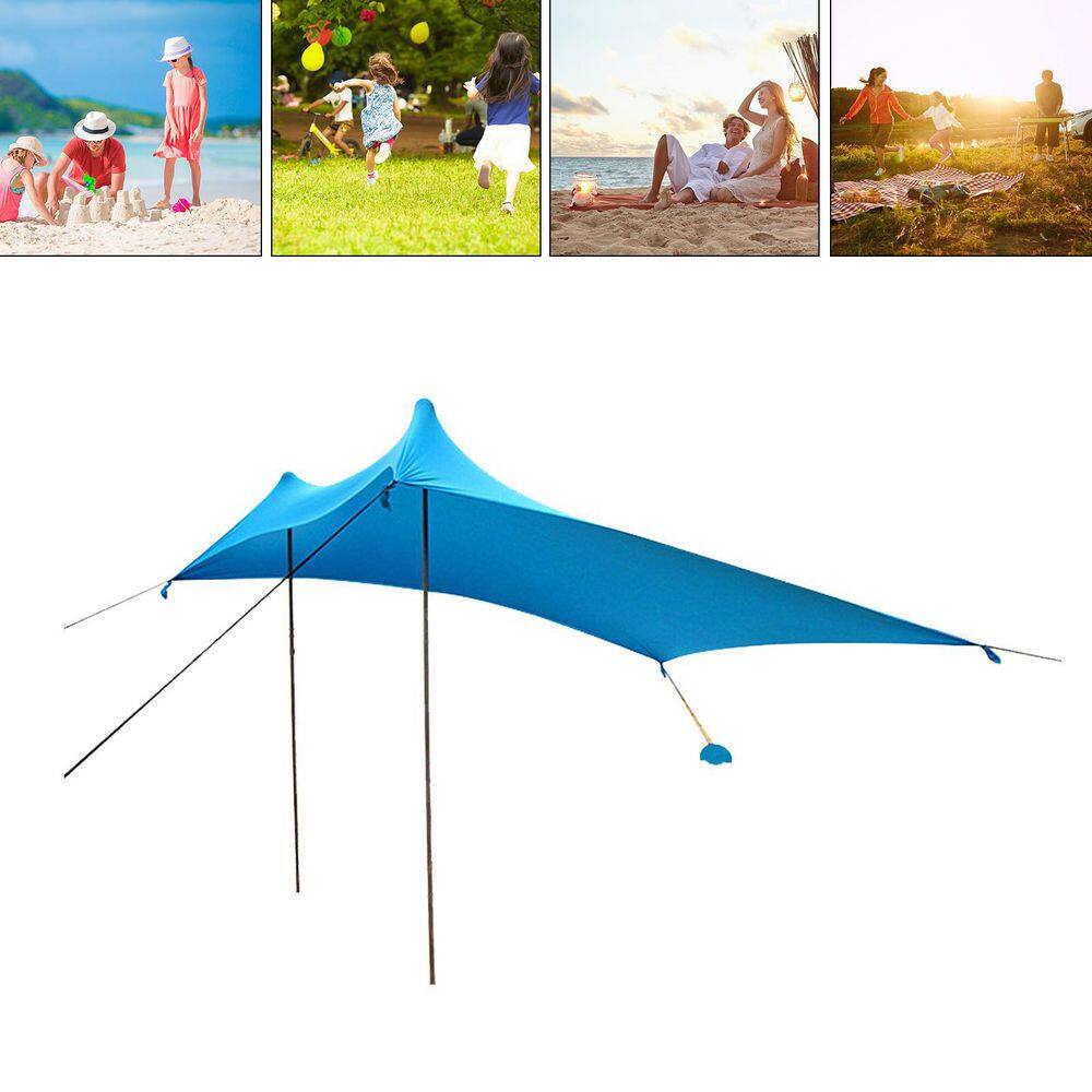 YIYIBYUS 5Person Beach Tent Sun Shelter Outdoor Portable Beach Awning Tent in Blue HWML5509