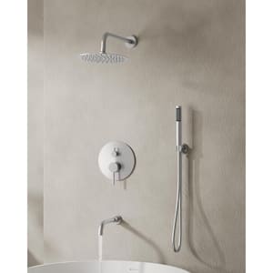 Single Handle 3-Spray Round Tub and Shower Faucet in Brushed Nickel (Valve Included)