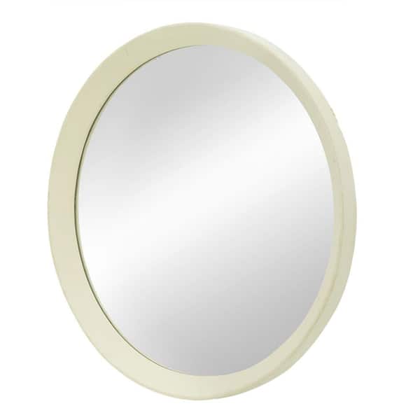 19.80 in. W x 19.80 in. H Round Framed Wall Bathroom Vanity Mirror in Cream