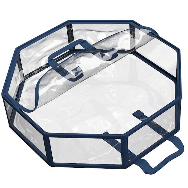 24 in. Blue PVC Large Christmas Wreath Storage Box