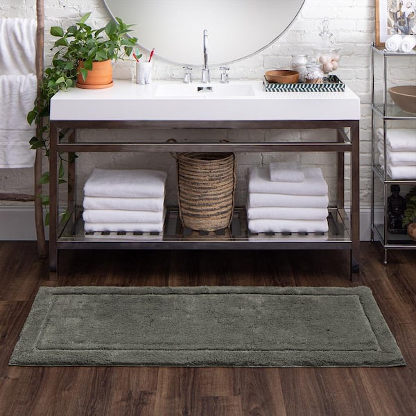 Regency Cool Grey 24 in. x 60 in. Gray Cotton Machine Washable Bath Mat