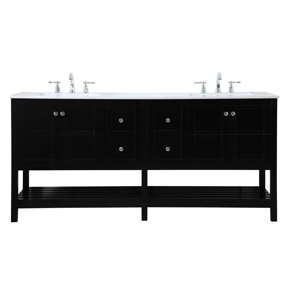 Timeless 72 in. W x 22 in. D x 34 in. H Double Bathroom Vanity in Black wit