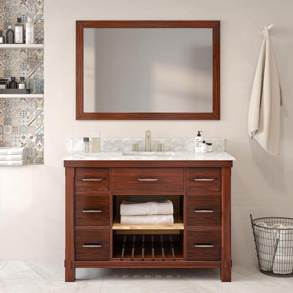 76 Inch Cherry Double Sink Bathroom Vanity with Granite