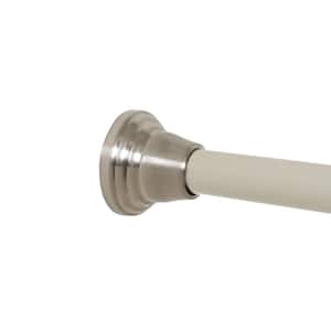 NeverRust Decorative Finial 46 in. - 72 in. Aluminum Adjustable Tension No-Tools Shower Rod in Satin Nickel
