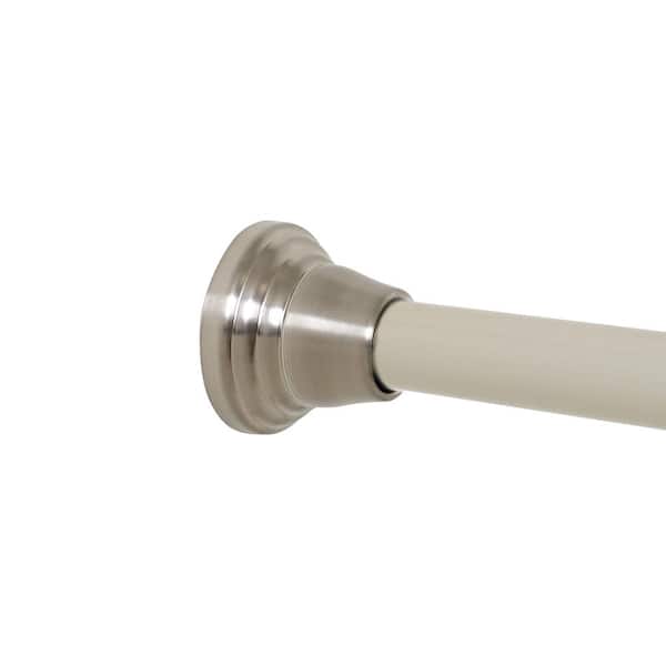 Zenna Home NeverRust Decorative Finial 46 in. - 72 in. Aluminum Adjustable Tension No-Tools Shower Rod in Satin Nickel