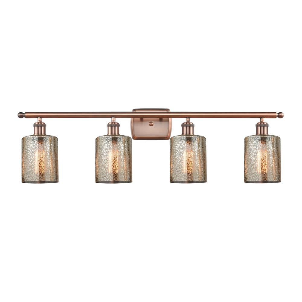 Cobbleskill 36 in. 4-Light Antique Copper Vanity Light with Glass Shade price history on PriceWatchPro