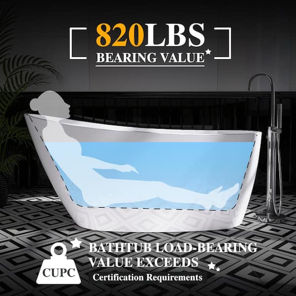 Adecab 59 in. x 29 in. Acrylic Freestanding Flatbottom Soaking