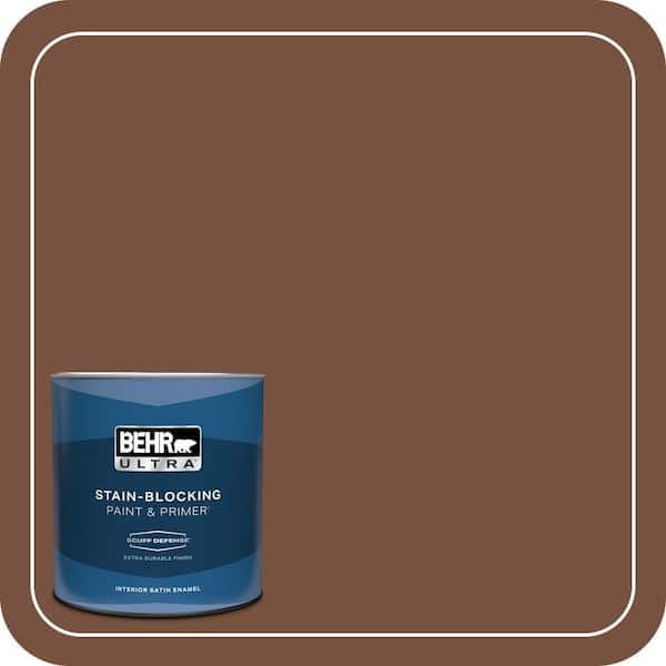 BEHR ULTRA 1 qt. #240F-7 Root Beer Extra Durable Satin Enamel Interior Paint & Primer