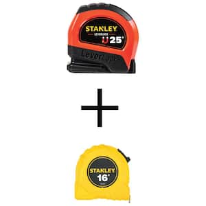 25 ft. LeverLock High Visibility Tape Measure with Magnetic Tip and 16 ft. x 3/4 in. Tape Measure