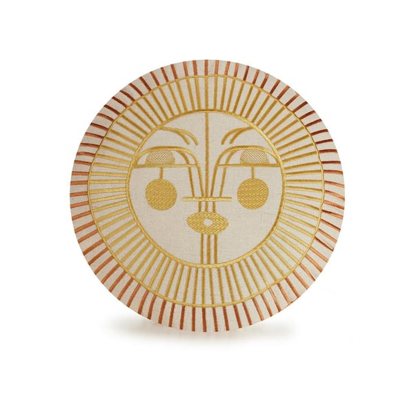MAKERS COLLECTIVE Ayo Sunshine Embroidered 16in Round Pillow
