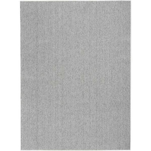 Nourison Textured Home Ivory Grey 4 ft. x 6 ft. Solid Geometric Contemporary Area Rug
