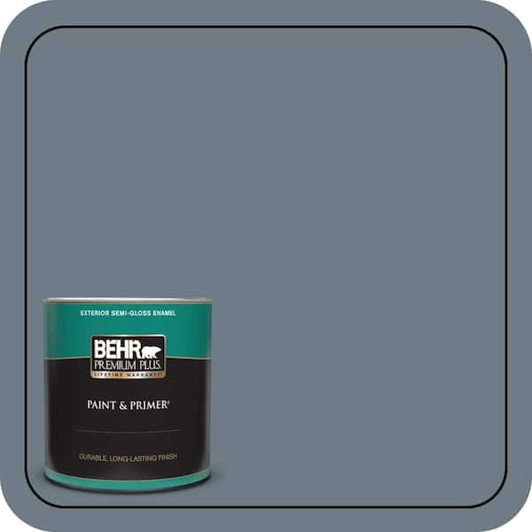 BEHR PREMIUM PLUS 1 qt. #N490-5 Charcoal Blue Semi-Gloss Enamel Exterior Paint & Primer