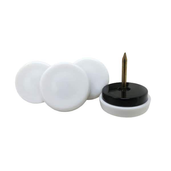 Everbilt 7/8 in. White Plastic Round Nail-On Furniture Glides with ...