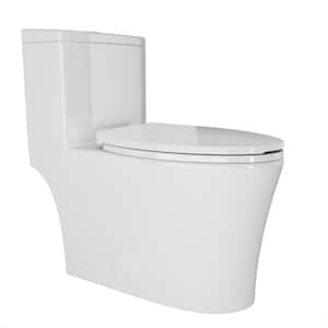 12 in. 1-piece 0.8/1.28 GPF Dual Flush Elongated Toilet in White Seat Included