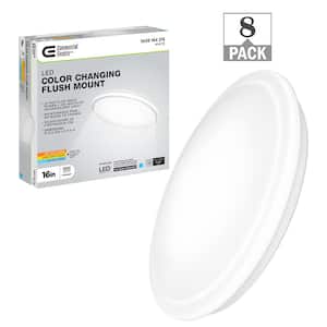16 in. Round Low Profile LED Flush Mount Closet Light Fixture 1700 Lumens 3000K 4000K 5000K Dimmable (8-Pack)