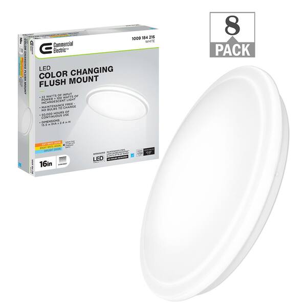 Commercial Electric 16 in. Round Low Profile LED Flush Mount Closet ...
