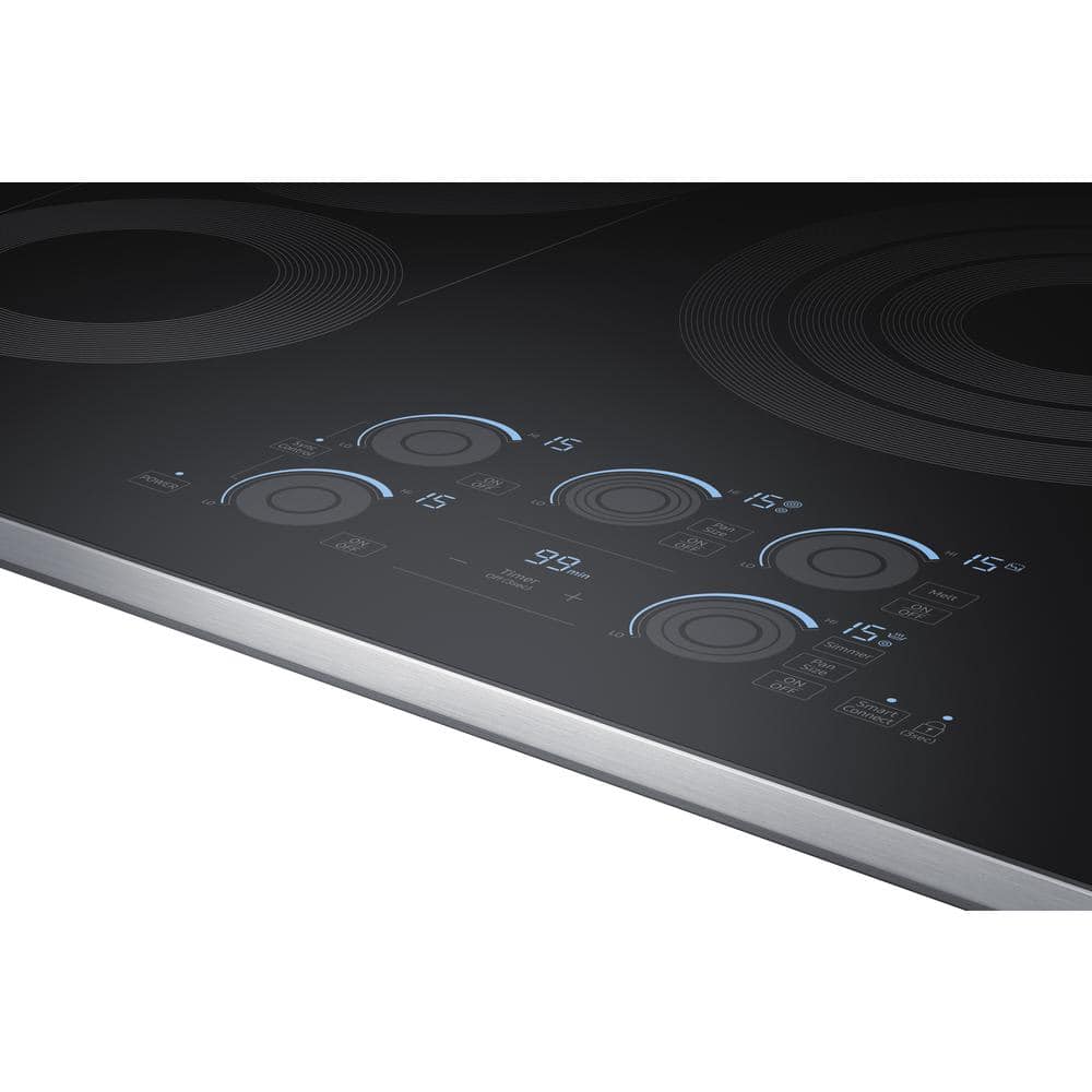 36" Black Ceramic Electric Cooktop with Stainless Steel Frame