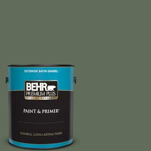 BEHR PREMIUM PLUS 1 gal. #PPU25-01 Carbon Copy Satin Enamel Exterior Paint  & Primer 934001 - The Home Depot