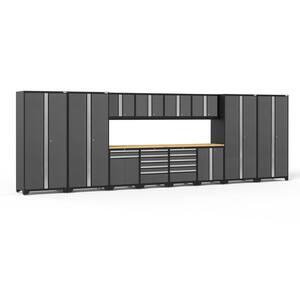 Pro Series 256 in. W x 84.75 in. H x 24 in. D 18-Gauge Welded Steel Garage Cabinet Set in Gray (14-Piece)