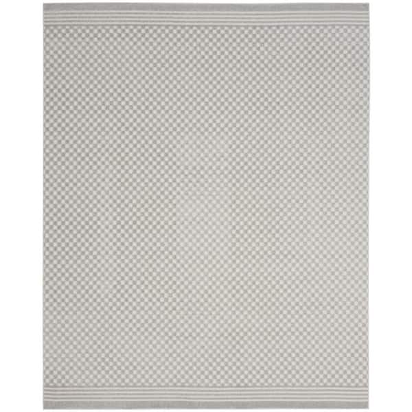 Nourison Casual Light Grey 9 ft. x 12 ft. Checker Contemporary Area Rug
