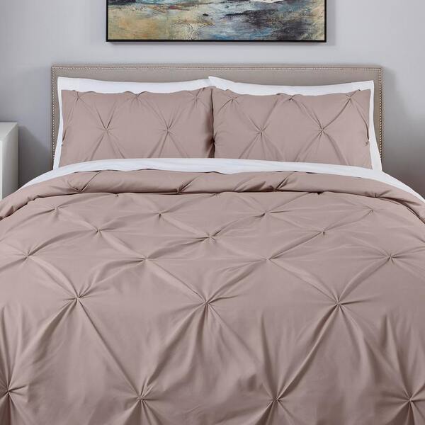 StyleWell Celina 3-Piece Dusty Mauve Pinched Pleat King Comforter Set