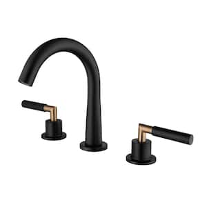 8 in. Widespread Double Handle Bathroom Faucet 3 Holes Modern 304 Stainless Steel Bathroom Sink Faucets in Matte Black