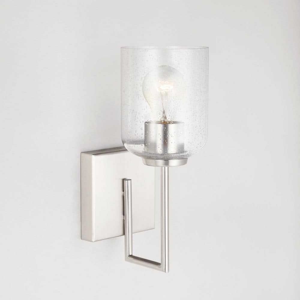 Carter Brushed Nickel Sconce with Clear Seeded Glass Shade