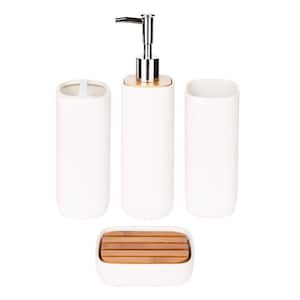 4-Piece Bathroom Accessory Set with Soap Dispenser, Toothbrush Holder, Tumbler, Soap Dish in. White