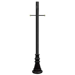 6 ft. Black Outdoor Lamp Post with Cross Arm and Grounded Convenience Outlet fits 3 in. Post Top Fixtures