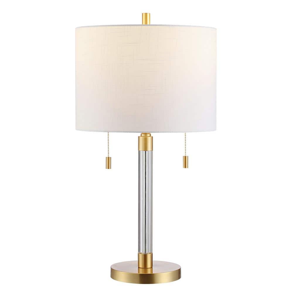 Elegant Bixby 24" Brass and Glass Table Lamp with Dual Pulls