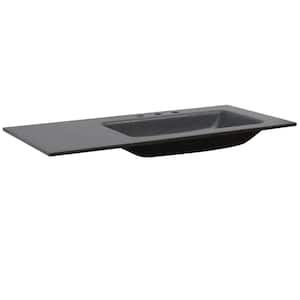 49 in. W x 22 in. D Concrete Vanity Top with Right Side Sink in Black