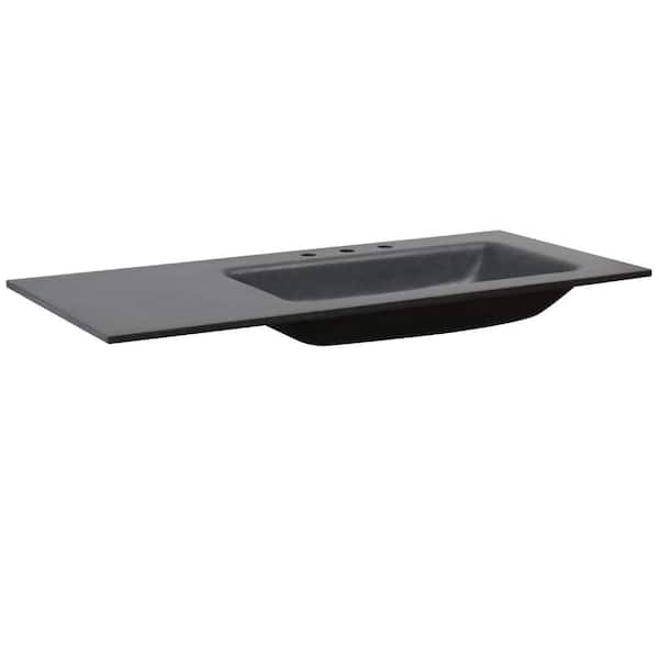 Bellaterra Home 49 in. W x 22 in. D Concrete Vanity Top with Right Side Sink in Black