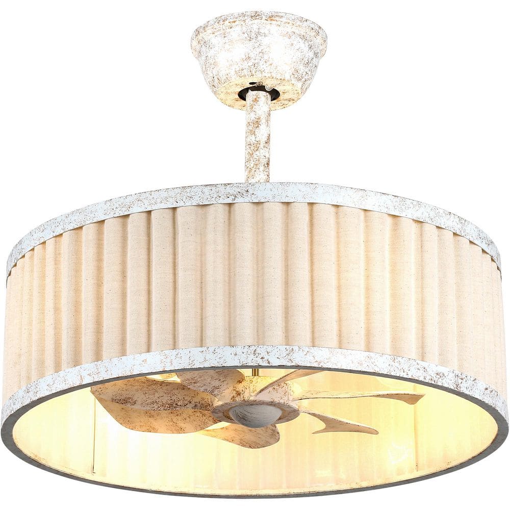 20 in. Indoor White Downrod Standard Drum Caged Ceiling Fan with Lights and Remote, Quiet DC Motor Bladeless Fandelier price history on PriceWatchPro