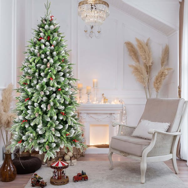 JUJABU 72 in. H Holiday Green Artificial Christmas Tree with 380