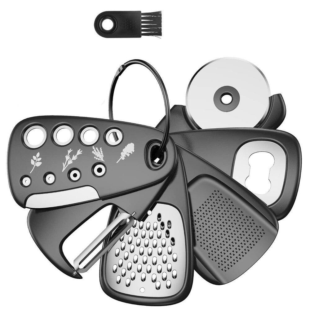 Black 6-Piece Kitchen Gadgets Set w/ Cheese Grater, Bottle Opener, Peeler, Pizza Cutter, Ginger Grinder, Herb Stripper price history on PriceWatchPro
