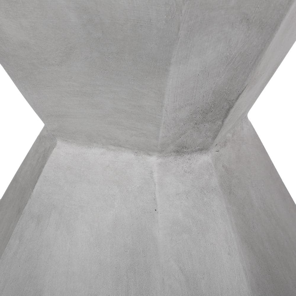 Gray Geometric Concrete Outdoor End Table
