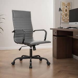 Harris High Back Leather Desk Swivel Armrests Modern Adjustable Executive Conference Chair for Office and Home (Grey)