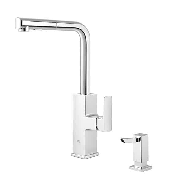 GROHE Tallinn Single-Handle Pull-Out Sprayer Kitchen Faucet with Soap Dispenser in StarLight Chrome