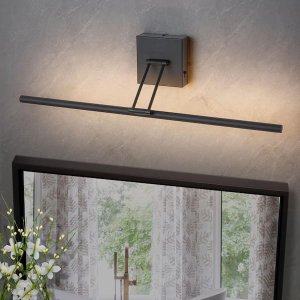 24 in. 1-Light Matte Black LED Vanity Light Bar 15-Watt Rotatable Bathroom Light Fixture Dimmable Sconce