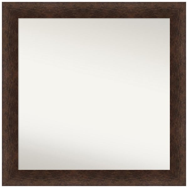 Amanti Art Warm Walnut 31 in. W x 31 in. H Non-Beveled Casual Square Wood Framed Bathroom Wall Mirror in Brown