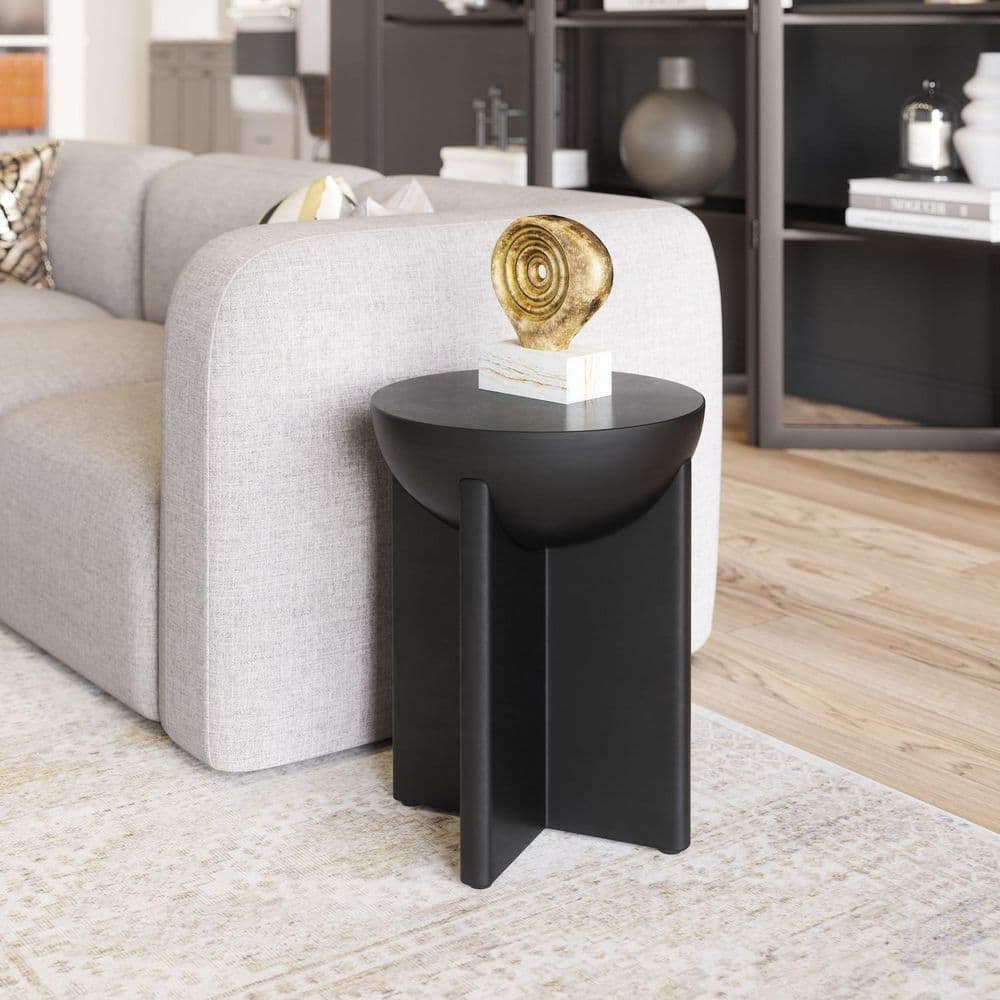 15.7 in.W x 20.1 in.H Black Finish Round Shape Wood Top End Table price history on PriceWatchPro