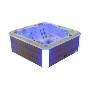 5-Person 41-Jet Premium Acrylic Lounger Spa Standard Hot Tub with Bluetooth Sound System and 2-step Ladder