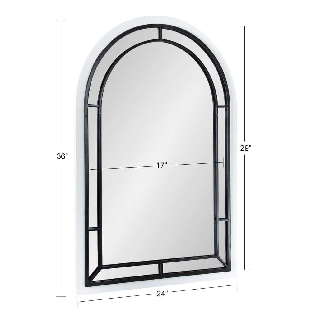 Vintage Farmhouse 24x36 White Arched Wooden Frame Mirror