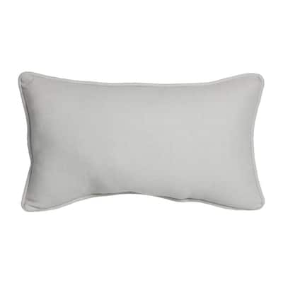 Oceantex Basketweave Oyster Outdoor Rectangle Lumbar Pillow (2-Pack)