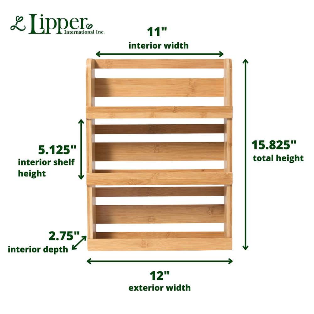 Bamboo 3-Tier Spice Rack with Ring Hangers