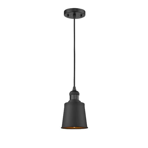 Innovations Addison 1-Light Matte Black Cone Pendant Light with Matte Black Metal Shade
