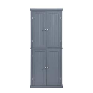 Gray Wood 30 in. Freestanding Tall Kitchen Pantry Cabinet, Storage Cabinet Organizer with 4-Doors and Adjustable Shelves