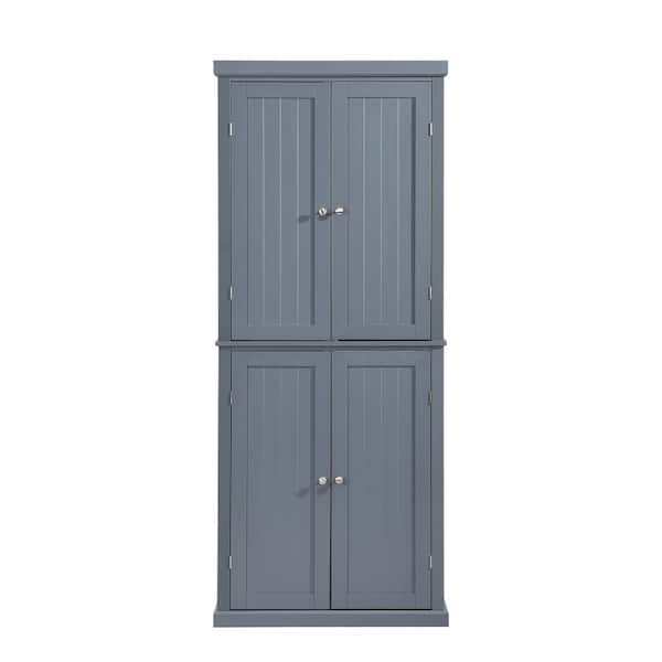 Tall Storage Cabinet Kitchen Pantry Cupboard Organizer Furniture 4 Door  Shelves